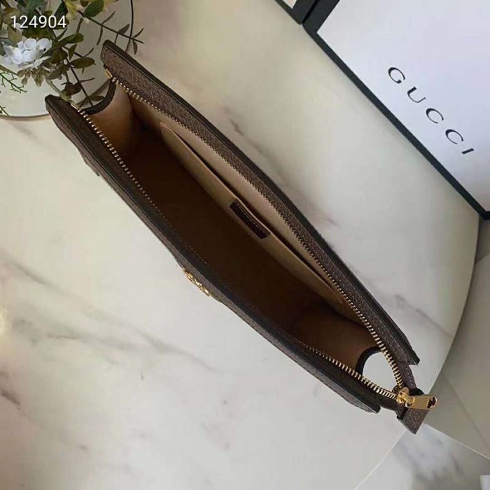 Gucci GG Unisex Ophidia Pouch Beige/Ebony GG Supreme Canvas