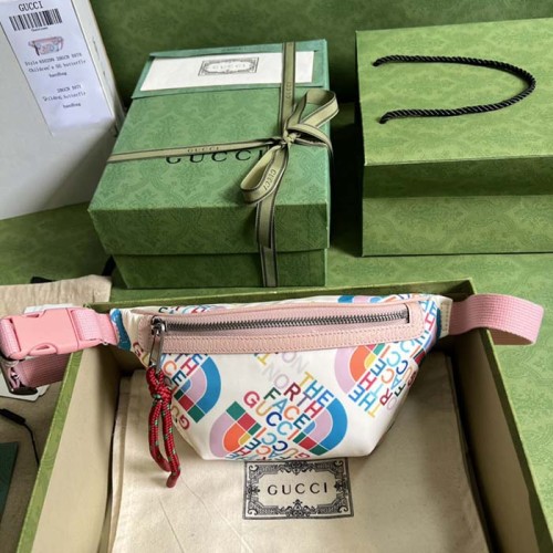Gucci Unisex GG The North Face x Gucci Belt Bag Pink Leather Zipper Closure