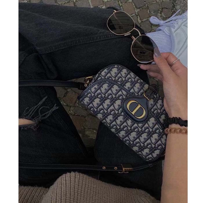 Dior Women Bobby East-West Bag Blue Dior Oblique Jacquard