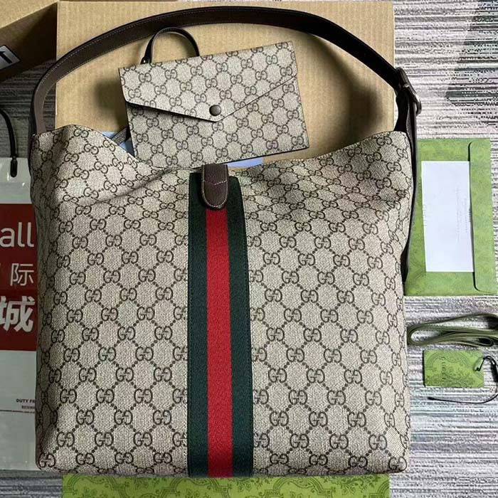 Gucci Unisex Jackie 1961 Small Shoulder Bag Beige Ebony GG Supreme Piston Closure