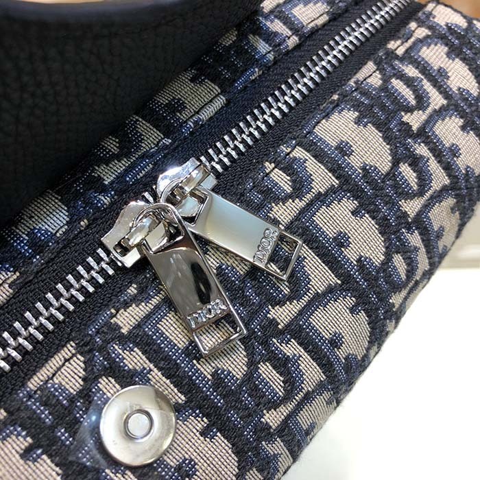 Dior Unisex CD Dior Lingot Toiletry Case Beige Black Oblique Jacquard Grained Calfskin