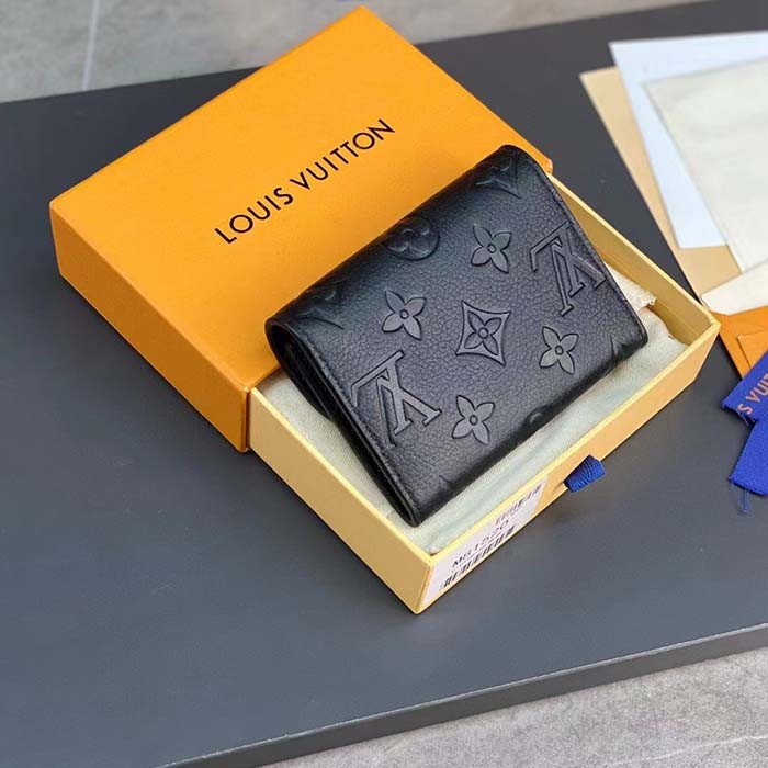 Louis Vuitton LV Unisex Rosalie Coin Purse Black Monogram Empreinte Embossed Supple Grained Cowhide Leather