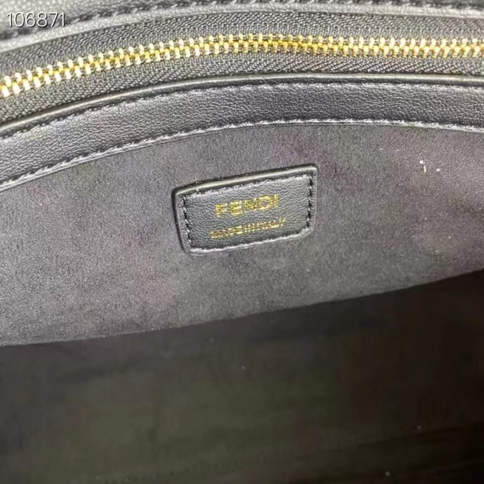 Fendi Women FF Sunshine Medium Black Leather Shopper