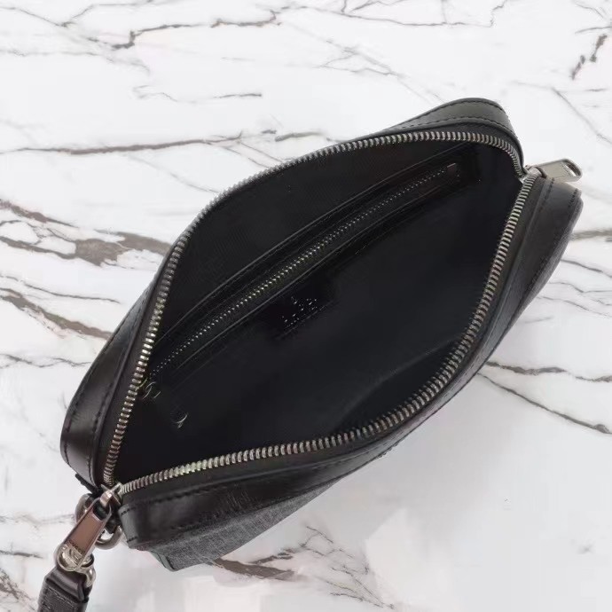 Gucci GG Unisex Ophidia GG Crossbody Bag Interlocking G Black GG Supreme Canvas Zip Closure