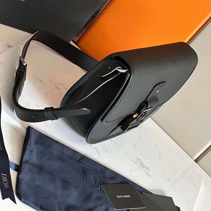 Dior Unisex CD Gallop Bag Strap Black Grained Calfskin