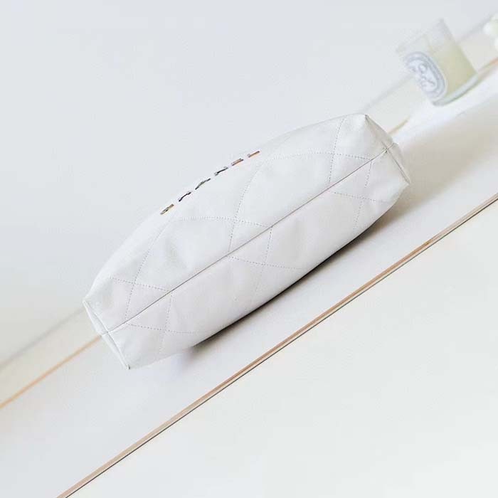 Chanel Women CC Chanel 22 Small Handbag Shiny Calfskin Rainbow Metal White