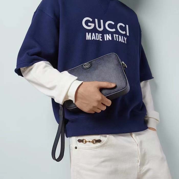 Gucci GG Unisex Ophidia GG Crossbody Bag Blue Black GG Supreme Canvas Double G