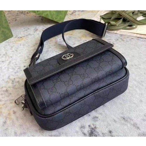 Gucci Unisex Ophidia GG Mini Bag Blue Dark Blue GG Supreme Canvas Leather Double G