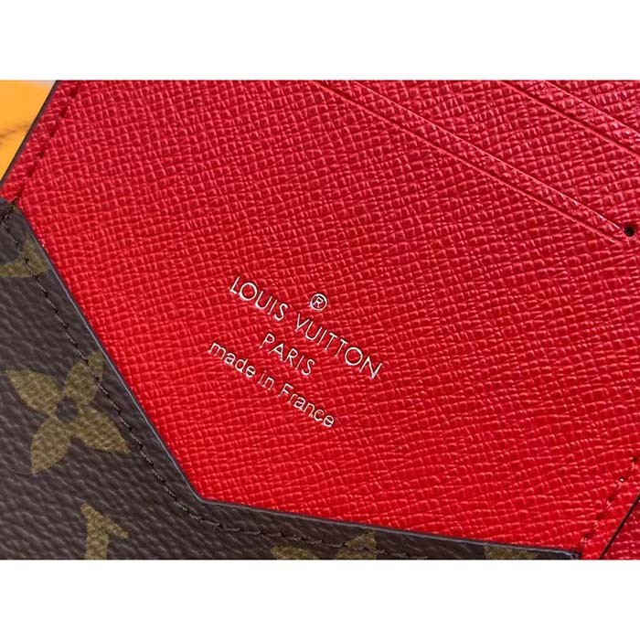 Louis Vuitton LV Unisex Passport Cover Red Monogram Macassar Coated Canvas Cowhide Leather