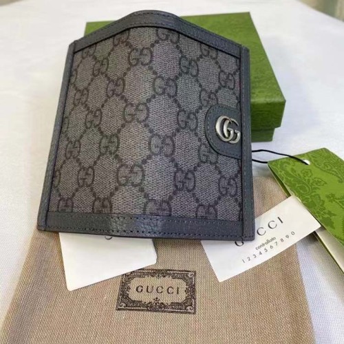 Gucci Unisex GG Ophidia Card Case Grey Black Supreme Canvas Double G