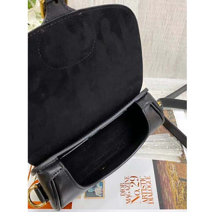 Dior Women Small Dior Bobby Bag Black Box Calfskin