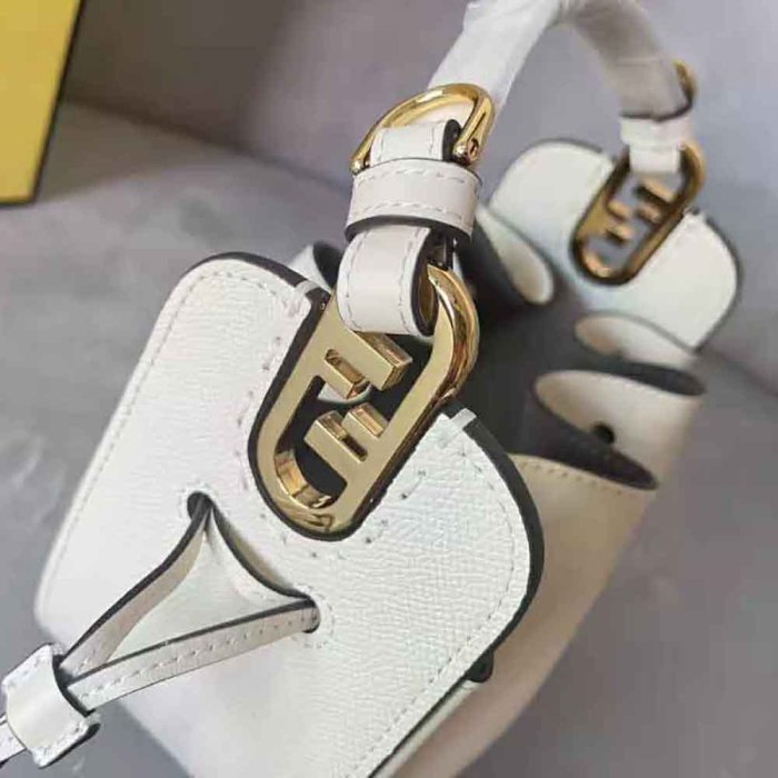 Fendi Women Pomodorino White Leather Mini-Bag