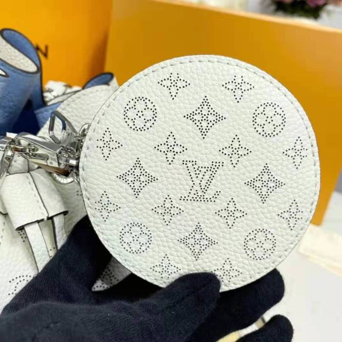 Louis Vuitton LV Women Bella Bucket Bag Gradient Blue Mahina Perforated Calf Leather