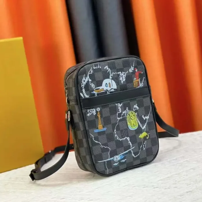 Louis Vuitton LV Unisex Renaissance Map Damier Graphite PM Danube Slim Bag