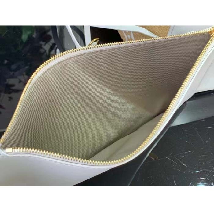 Louis Vuitton LV Unisex Neverfull MM Beige Lotus Cotton Cowhide Leather