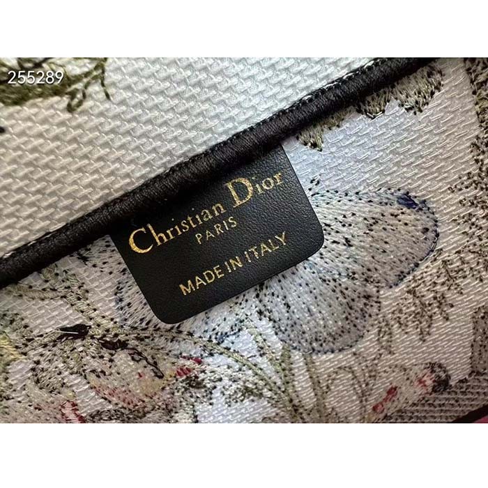 Dior Women CD Medium Book Tote White Multicolor Mexico Millefiori Embroidery