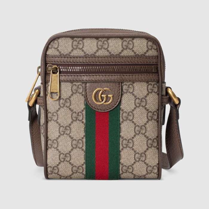 Gucci GG Unisex Ophidia GG Shoulder Bag in Beige/Ebony GG Supreme Canvas