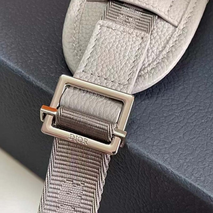 Dior Unisex CD Safari Messenger Bag Gray Grained Calfskin 'Christian Dior 1947' Signature
