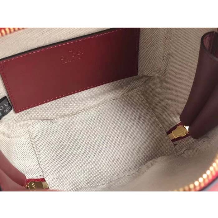 Gucci Women GG Blondie Top Handle Bag Red Leather Round Interlocking G