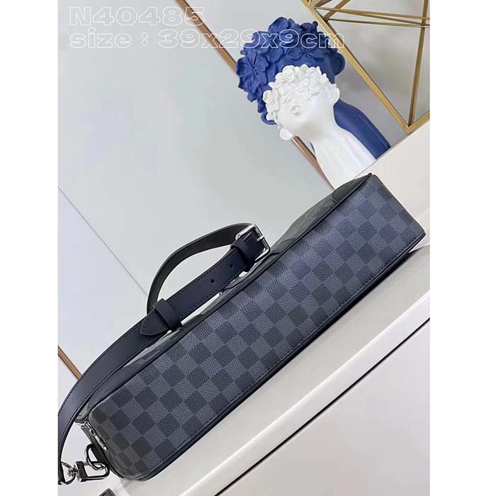 Louis Vuitton LV Unisex Porte-Documents Voyage Damier Graphite Coated Canvas Cowhide-Leather