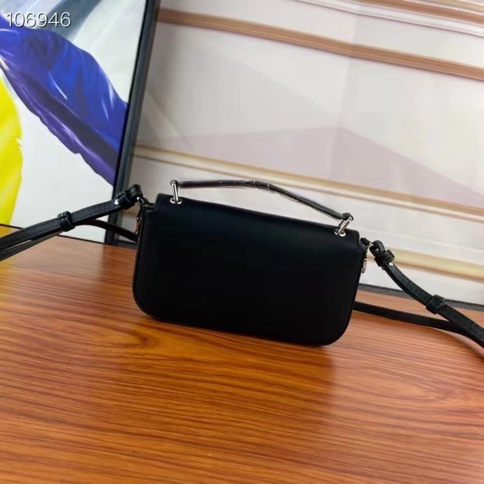 Fendi Women FF Baguette Phone Pouch Black Silk Pouch