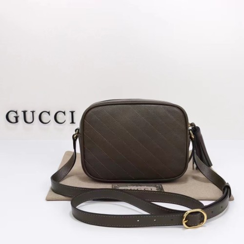 Gucci Women GG Blondie Small Shoulder Bag Brown Leather Zipper Closure