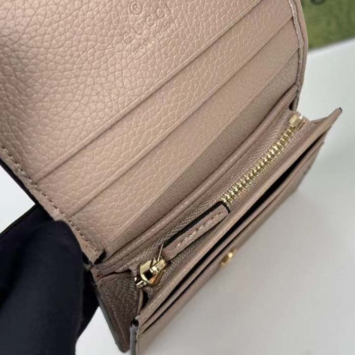 Gucci Unisex GG Marmont Card Case Wallet Double G Beige White GG Supreme Canvas Pink Leather Style ‎658610 AACFE 9543