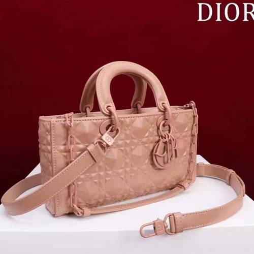 Dior Women CD Medium D-Joy Bag Rose Des Vents Cannage Calfskin Diamond Motif