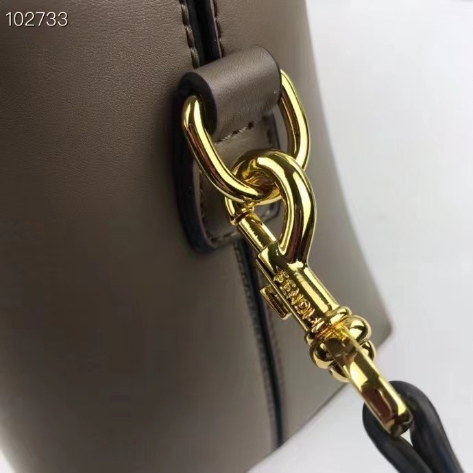 Fendi FF Women By The Way Medium Gray Leather Elaphe Boston Bag