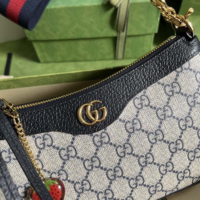 Gucci Women Ophidia GG Small Handbag Beige Blue GG Supreme Canvas Double G