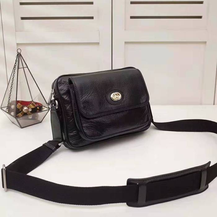 Gucci GG Men Leather Belt Bag in Black Soft Leather