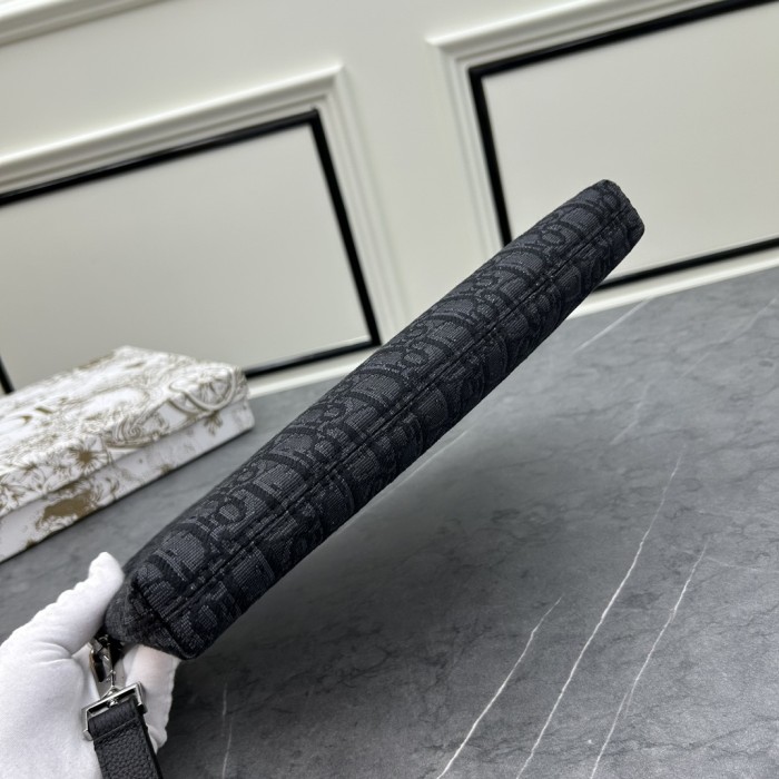 Dior Unisex CD A5 Pouch Black Dior Oblique Jacquard