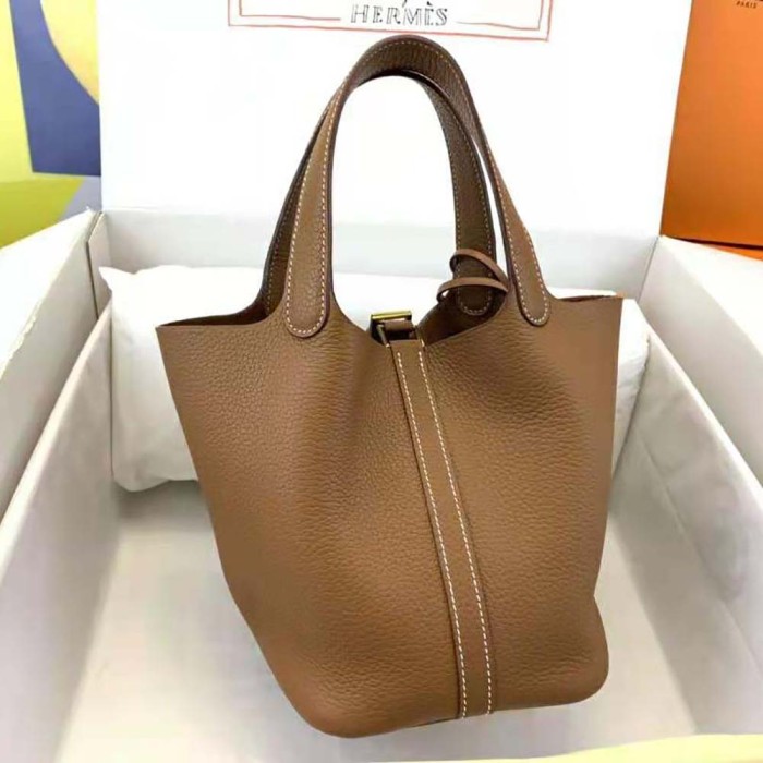 Hermes Women Picotin Lock 22cm in Cowhide leather-Brown