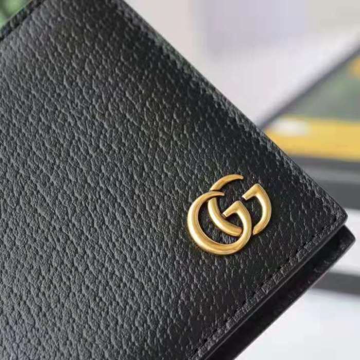 Gucci GG Men GG Marmont Leather Bi-Fold Wallet in Black in Calfskin Leather