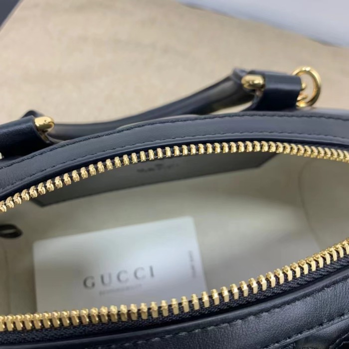Gucci Women Matelassé Leather Top Handle Bag Black GG Matelassé Leather Double G