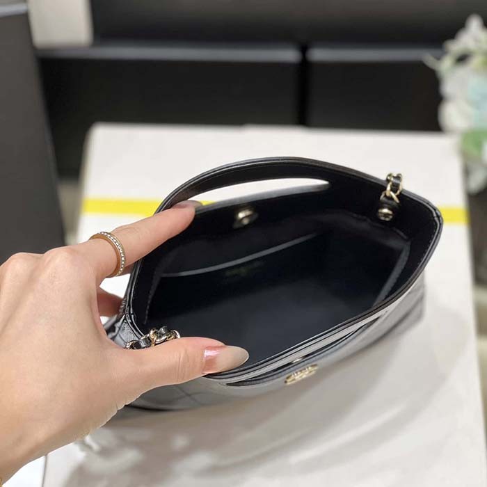 Chanel Women Small Shopping Bag in Aged Calfskin Leather-Black