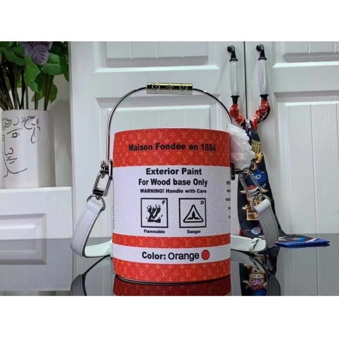 Louis Vuitton LV Unisex Paint Can Orange Coated Canvas Cowhide Leather