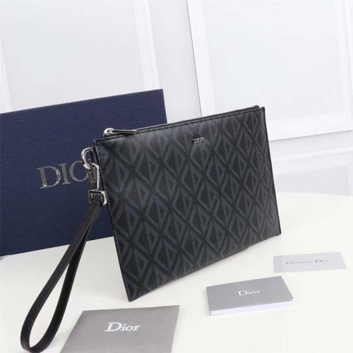 Dior Unisex CD Pouch Black CD Diamond Canvas DIOR Signature