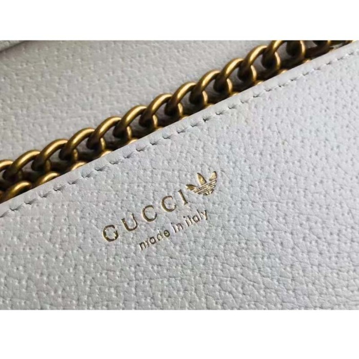 Gucci Women GG Adidas x Gucci Wallet Chain Black White Leather Interlocking G