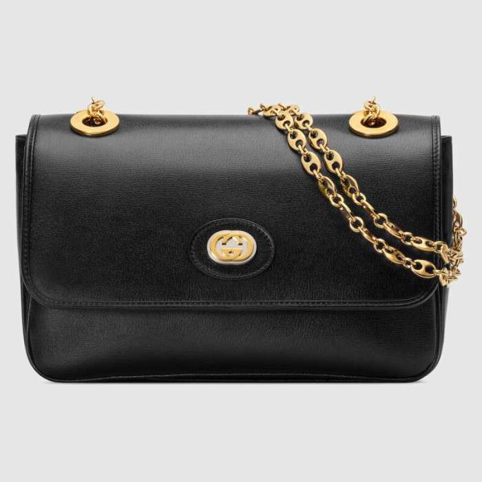 Gucci GG Women Leather Small Shoulder Bag in Textured Leather