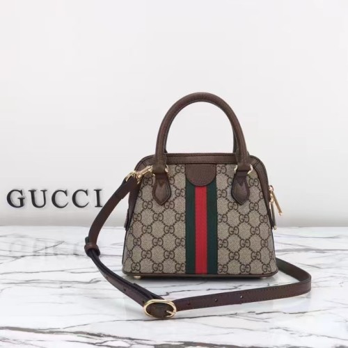 Gucci GG Women Ophidia GG Mini Top Handle Bag Beige Ebony GG Supreme Canvas Double G