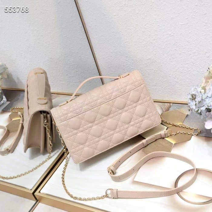 Dior Women CD Miss Dior Top Handle Bag Melocoton Biscuit Cannage Lambskin