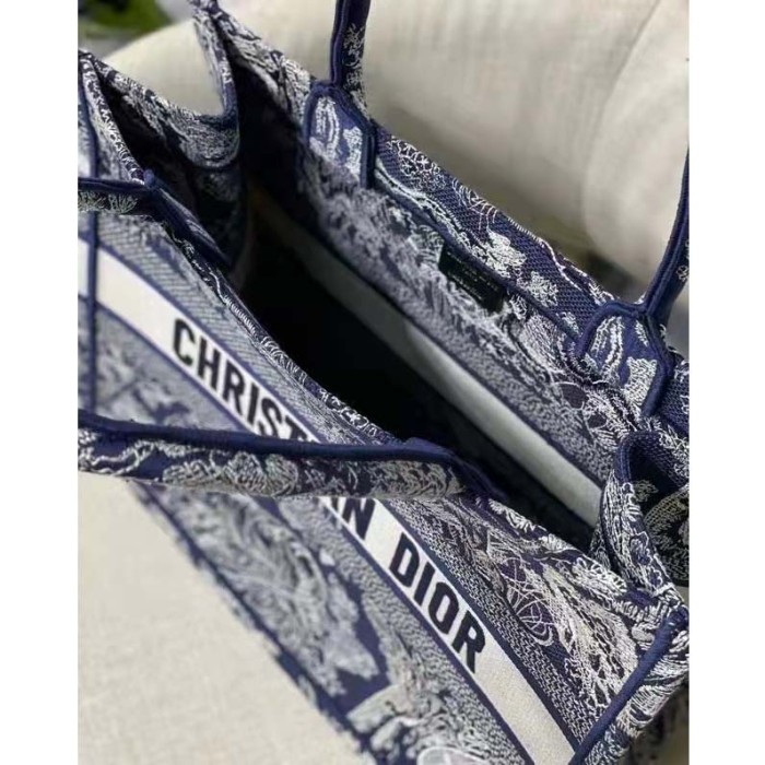 Dior Unisex Medium Book Tote Blue Toile De Jouy Reverse Embroidery