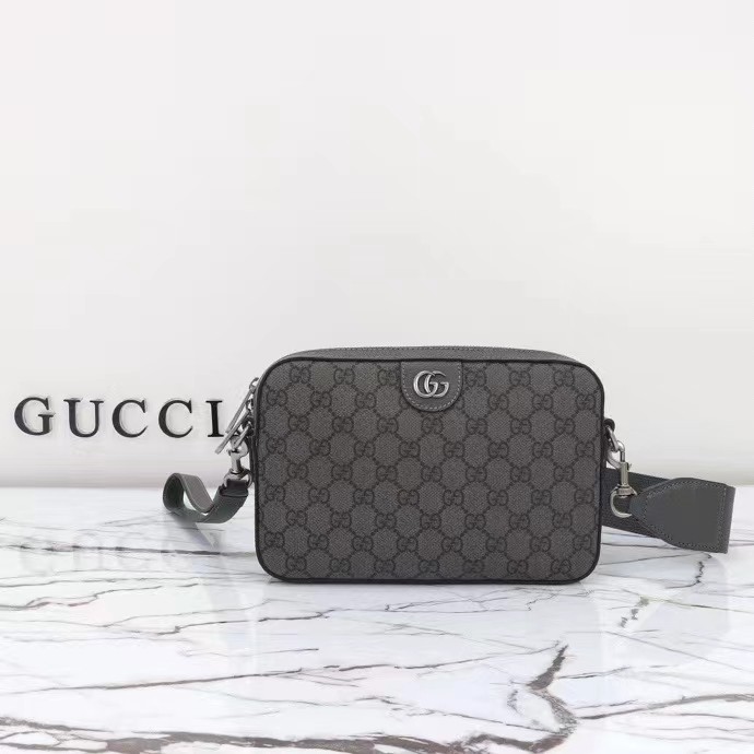 Gucci GG Unisex Ophidia GG Crossbody Bag Grey Black GG Supreme Canvas Double G