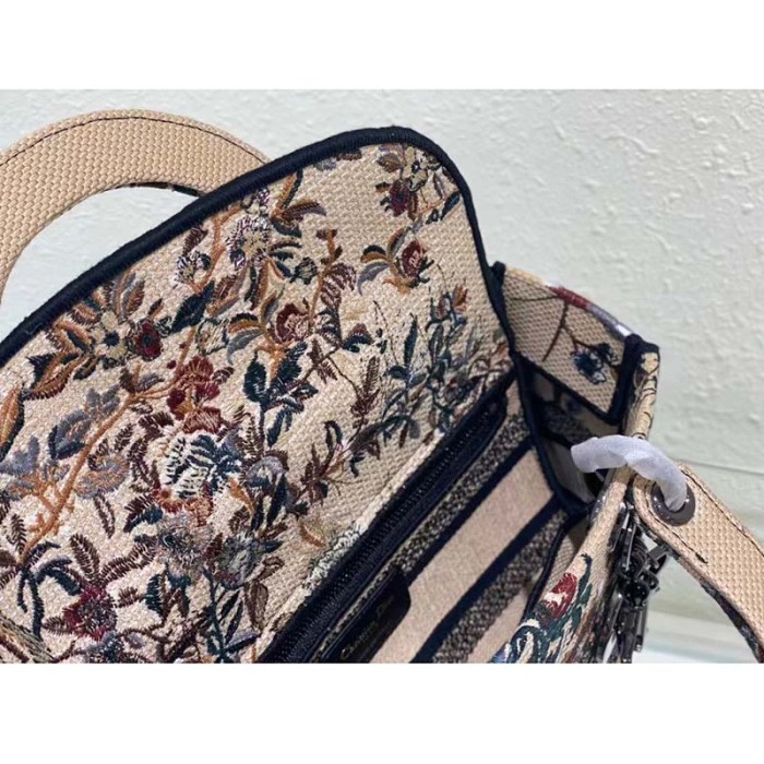 Dior Women CD Medium Lady D-Lite Bag Beige Multicolor Dior Jardin D'Hiver Embroidery