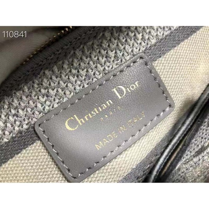 Dior Unisex Small Dior Book Tote Grey Toile De Jouy Embroidery