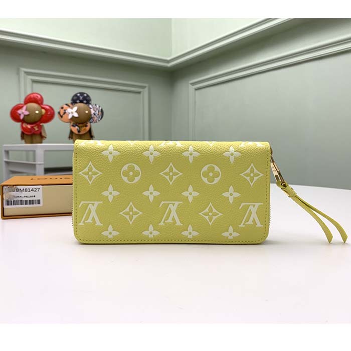 Louis Vuitton LV Unisex Zippy Wallet Yellow Monogram Empreinte Embossed Supple Grained Cowhide