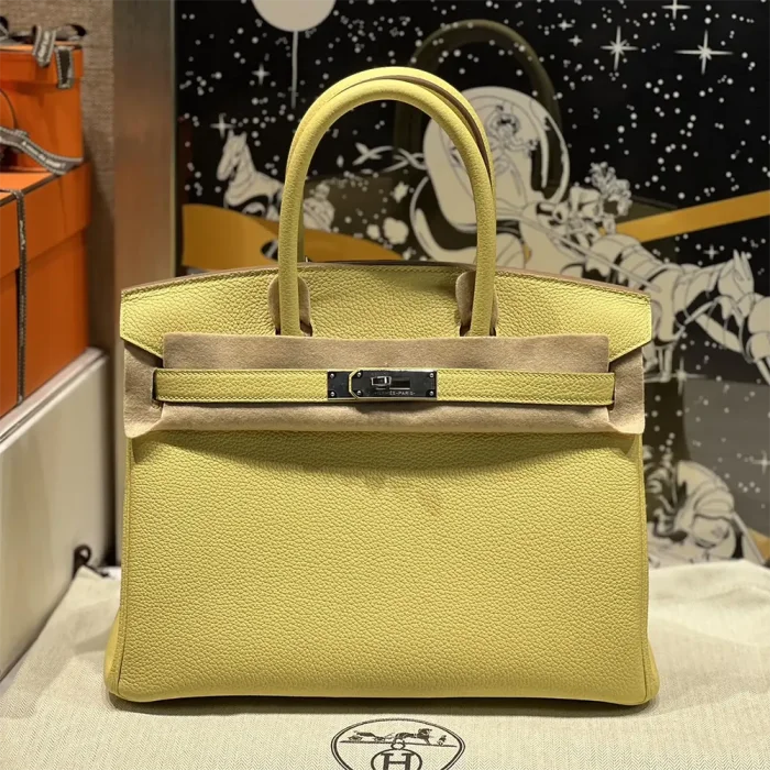 Hermes Birkin 30 Bag in Epsom Leather with Gold Hardware-Yellow/Silver