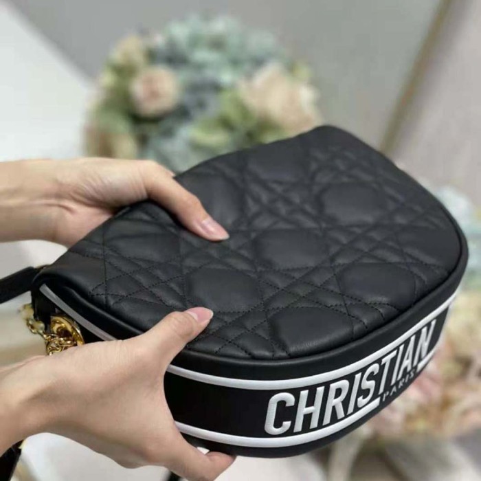 Dior Women Medium Dior Vibe Hobo Bag Black Cannage Lambskin