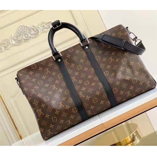 Louis Vuitton LV Unisex Keepall Bandoulière 45 Brown Coated Canvas Cowhide Leather